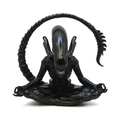 Alien Meditation in Lotus Pose Xenomorph Desk Art, Zen Alien Meditating